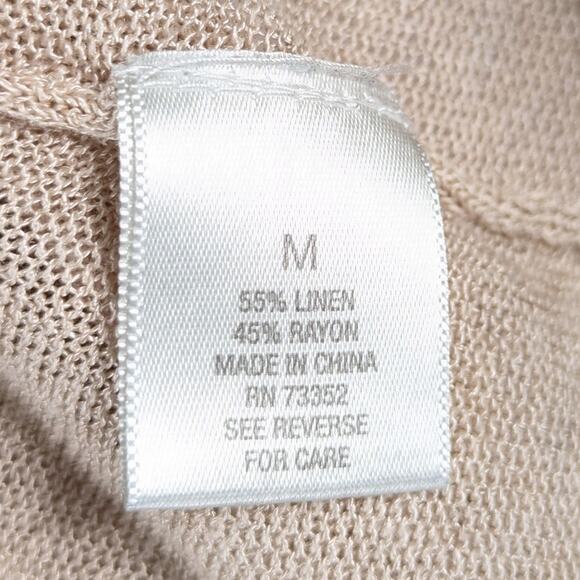 Dressbarn M Linen Rayon Open Front Lightweight Cardigan Beige Long Sleeve - Picture 3 of 4